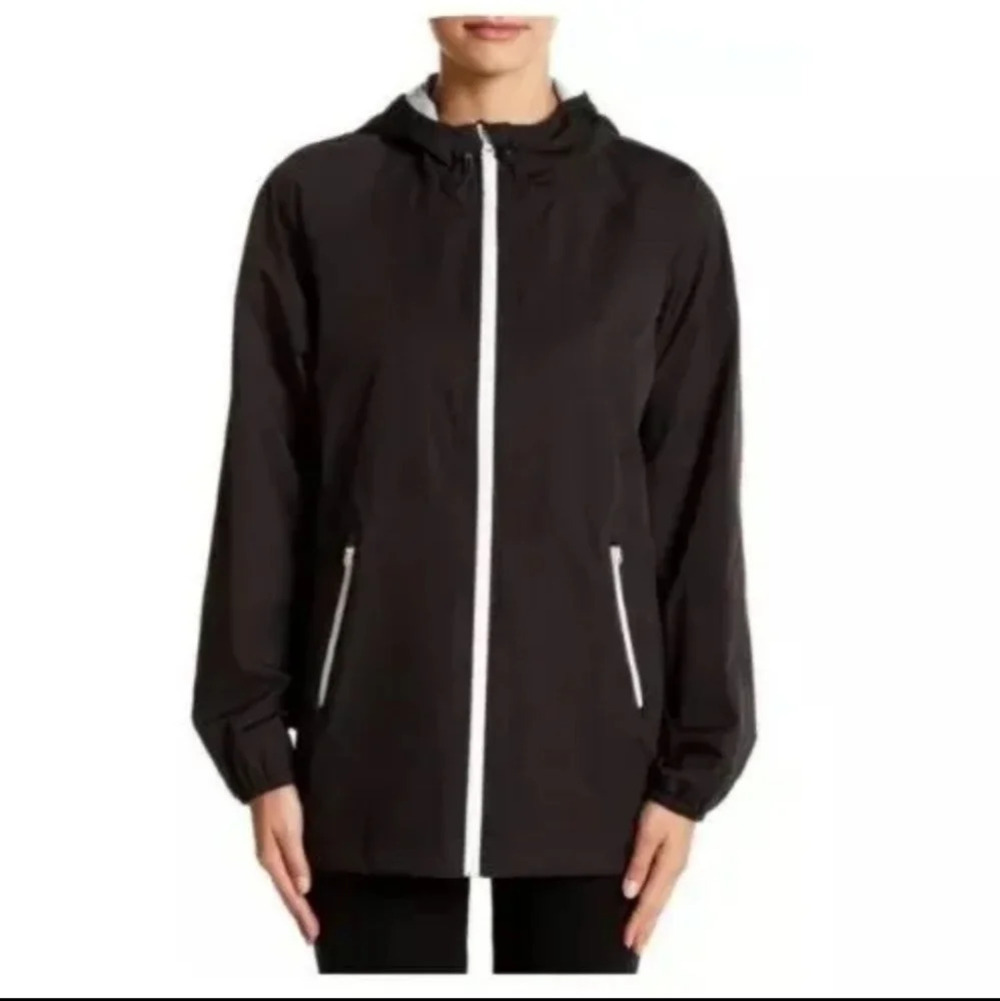 Cole Haan womens water resistant packable woven rain jacket